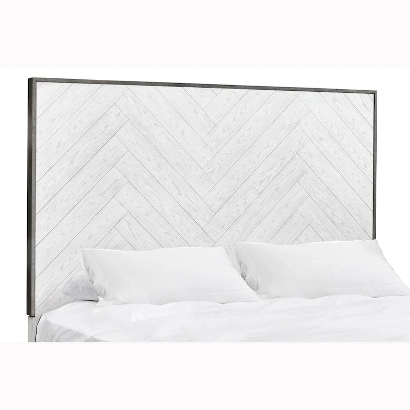Lit vintage blanc style ferme moderne avec cadre en métal